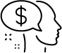 Icon of a person thinking about money
